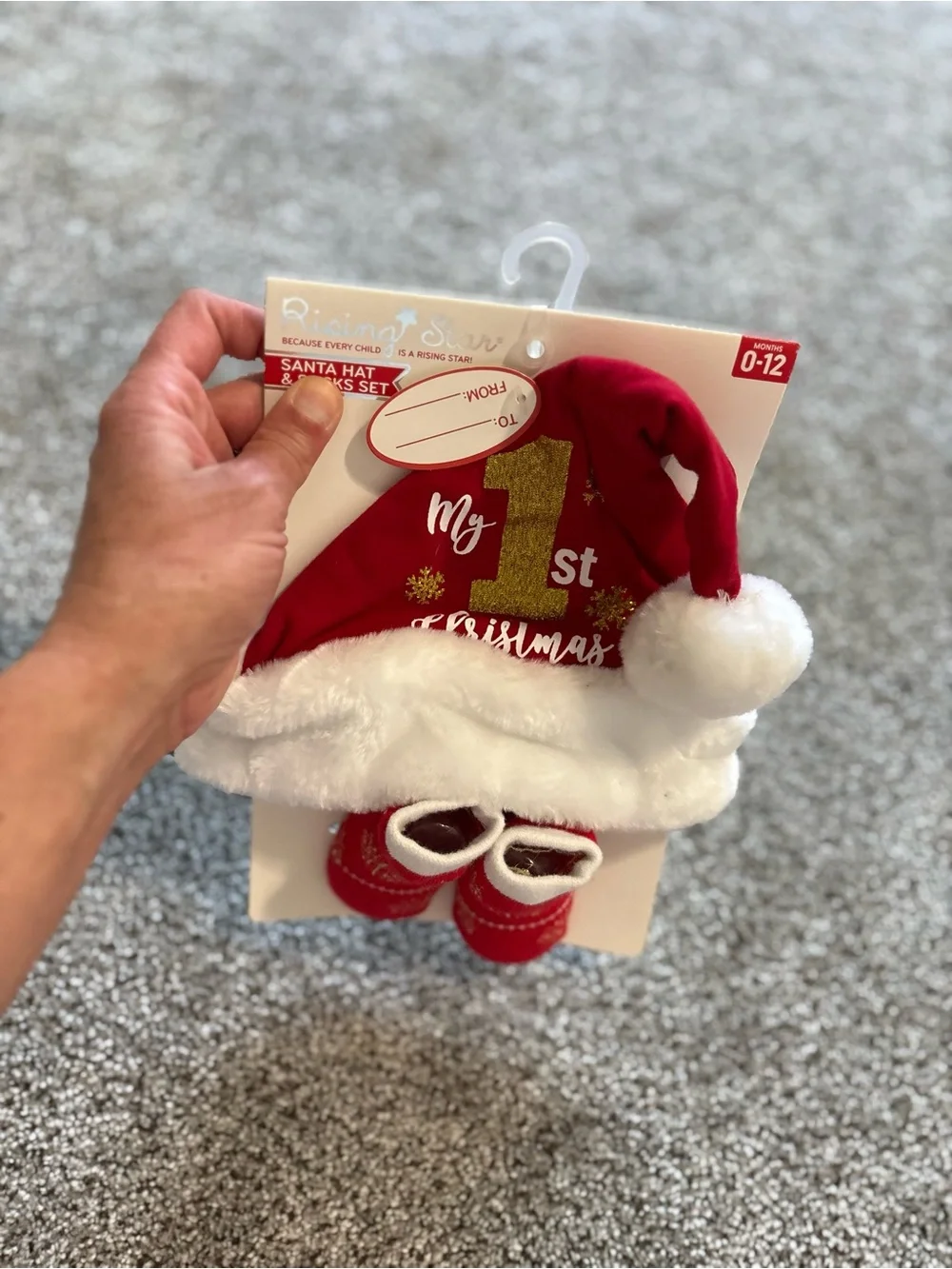 My First Christmas Baby Bib & Hat Set - Red